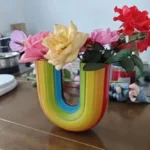 Vase créatif en forme de U arc-en-ciel pour fleurs séchées, pot de fleurs en résine, jardinière de Gand, décoration d'intérieur, ornements esthétiques simples modernes 6