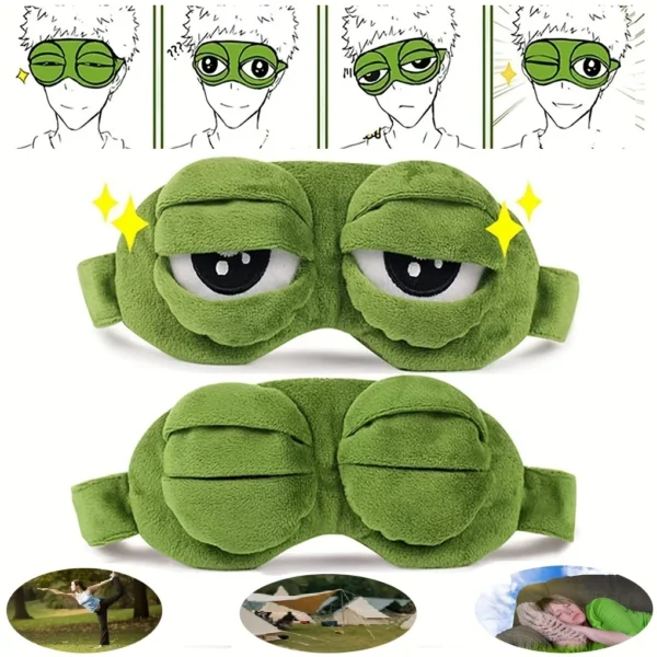 Masque pour les yeux de sommeil grenouille mignonne, protecteur des yeux, ombrage de la pause déjeuner, masque pour les yeux de sommeil drôle, masque pour les yeux doux et confortable, essentiels de voyage 1