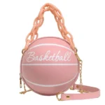 Femmes balle sac à main rond basket-ball forme petits sacs à main décontracté en cuir PU femme sacs à bandoulière bandoulière filles porte-monnaie 3
