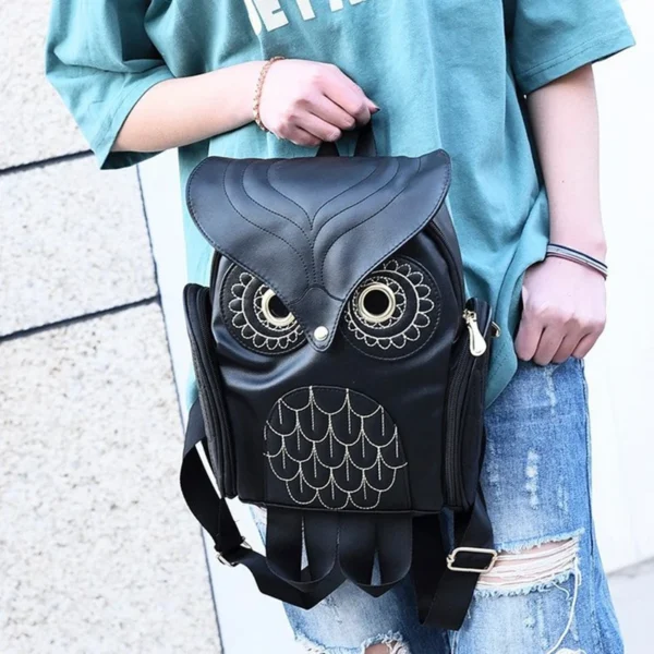 Sac à dos hibou en relief PU, sac à dos Animal de dessin animé mignon et à la mode, sac de voyage tendance pour femmes 5