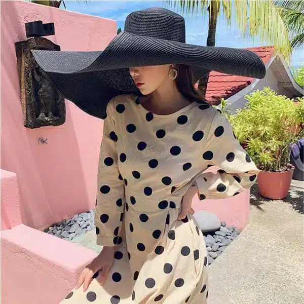 Chapeau de soleil surdimensionné à large bord de 70cm, grande Protection UV pour voyage, Chapeaux de paille de plage pour femmes, Chapeaux d'été pliables, vente en gros 3