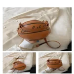 Femmes balle sac à main rond basket-ball forme petits sacs à main décontracté en cuir PU femme sacs à bandoulière bandoulière filles porte-monnaie 6
