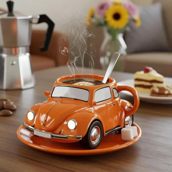 Tasse à café créative en forme de coccinelle, nouveauté faite à la main, tasse à café amusante et imaginative en forme de voiture, cadeau pour les amateurs de coccinelle approprié 3
