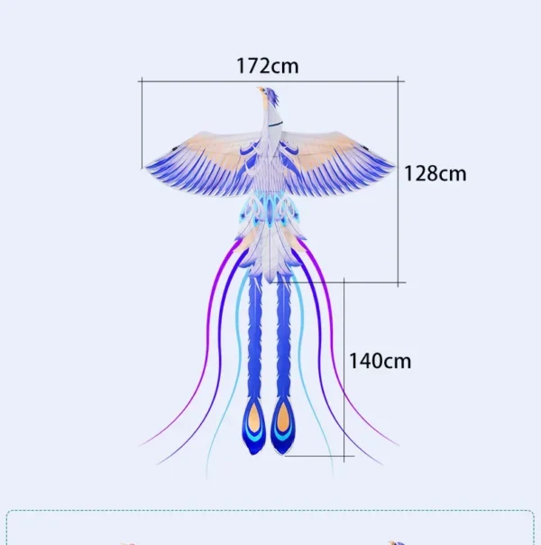 Cerf-volant Phoenix Bird avec enrouleur de ligne de 1.8m et banderoles de queue, jouets de sport de plage en plein air, prairie, enfants et adultes, 300m 8