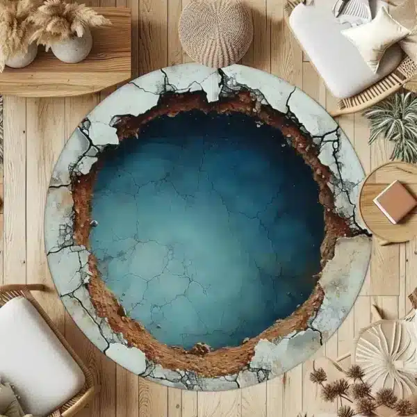 Tapis d'illusion d'optique 3D, Vortex, trou profond, décor de sol, chambre à coucher, zone de loisirs, canapé, chevet doux, antidérapant 3