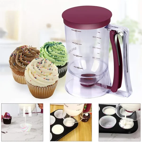 Distributeur de pâte à crêpes et cupcakes, pâte pliable pour cupcakes, gaufres, mélange de muffins ou d'importe quel produit au four, 1 pièce 4