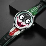 Montre à quartz étanche avec bracelet en cuir pour homme, horloge à cadran clown, design créatif, mode 3
