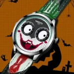 Montre à quartz étanche avec bracelet en cuir pour homme, horloge à cadran clown, design créatif, mode 2