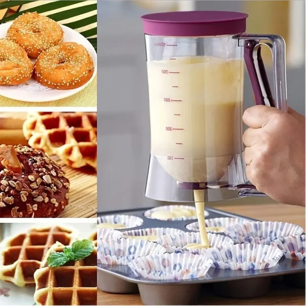 Distributeur de pâte à crêpes et cupcakes, pâte pliable pour cupcakes, gaufres, mélange de muffins ou d'importe quel produit au four, 1 pièce 3