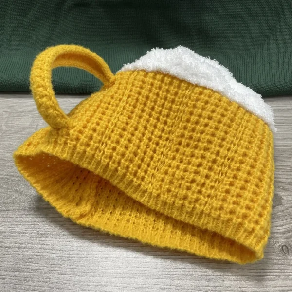 Chapeau de coupe de bière 3D unisexe, drôle, créatif, avec tout type de pull, casquette polyvalente, délié chaud, cadeaux de l'année des amoureux de la bière, automne et hiver 4