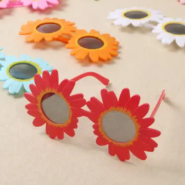Lunettes de soleil tournesol en forme de petite marguerite, lunettes décoratives de fête amusantes, rassemblement en plastique, accessoires de photographie de pique-nique 5