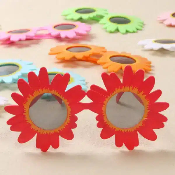 Lunettes de soleil tournesol en forme de petite marguerite, lunettes décoratives de fête amusantes, rassemblement en plastique, accessoires de photographie de pique-nique 4