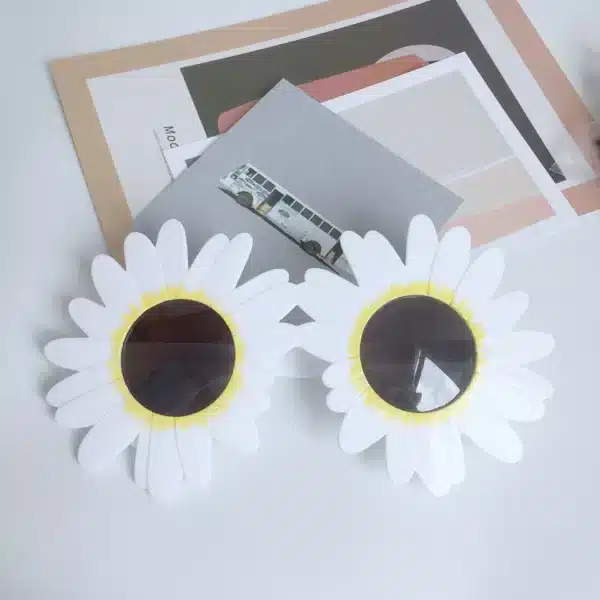 Lunettes de soleil tournesol en forme de petite marguerite, lunettes décoratives de fête amusantes, rassemblement en plastique, accessoires de photographie de pique-nique 6